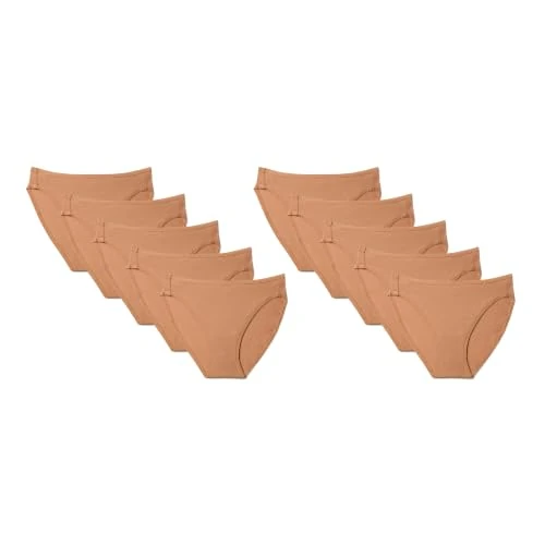 Offre limitée : Amazon Essentials Sous-Vêtements Taille Haute en Coton et Élasthanne, Respirants Femme, Lot de 10, Bronze Lavé, 42 de 13.53 € à 13.53 € (0.00% de remise)