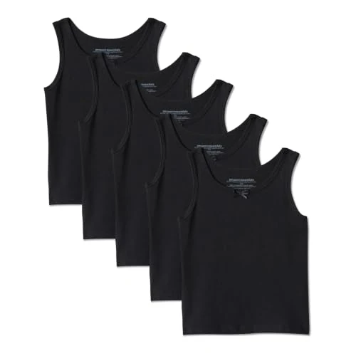 Offerta a tempo: Amazon Essentials Canottiera Intima in Jersey di Cotone Bambine e ragazze, Pacco da 5, Nero, 3 anni - 45% da 23.00 € a 12.69 €