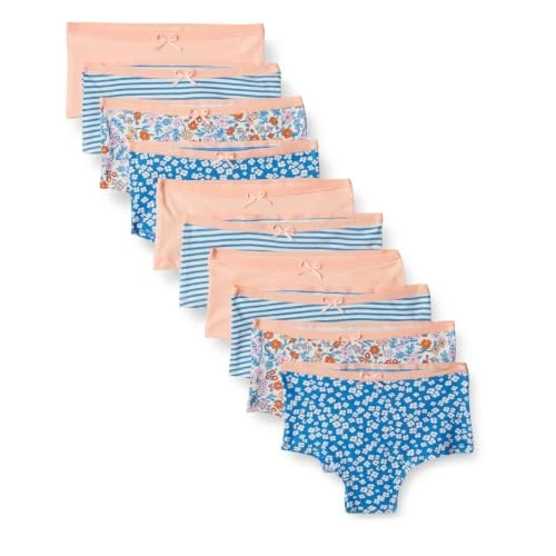 Offerta a tempo: Amazon Essentials Culotte in Jersey di Cotone Bambine e ragazze, Confezione da 10, Pesca/Fiore/Strisce, 4 anni - 0.00% da 13.50 € a 13.50 €