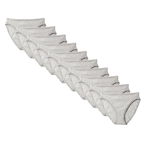 Offerta a tempo: Amazon Essentials Slip Bikini a Taglio Alto in Cotone Elasticizzato Donna, Confezione da 10, Grigio Medio Puntinato, 48 - 31% da 13.90 € a 9.62 €