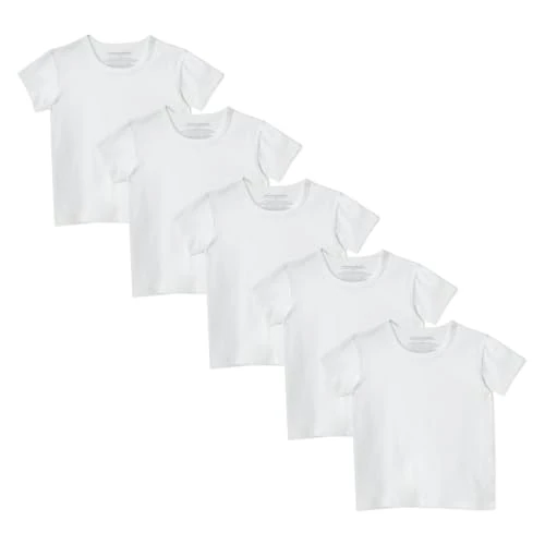 Oferta limitada: Amazon Essentials Camiseta Interior de Cuello Redondo de Punto de Algodón de Corte Ajustado Niños, Paquete de 5, Blanco, 7-8 años de 19.10 € a 15.40 € (ahorro 19%)