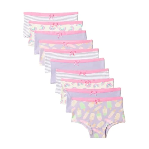 Offerta a tempo: Amazon Essentials Culotte in Jersey di Cotone Bambine e ragazze, Confezione da 10, Lilla/Arcobaleno/A Righe, 9-10 anni - 0.00% da 22.83 € a 22.83 €