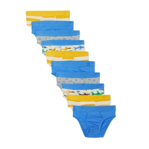 Oferta limitada: Amazon Essentials Ropa interior de punto de algodón Niños, Paquete de 10, Tiburones, Estrellas, Rayas, 5-6 años de 25.30 € a 25.30 € (ahorro 0.00%)