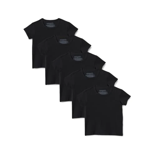 Offerta a tempo: Amazon Essentials Gilet Girocollo in Jersey di Cotone Bambini e ragazzi, Confezione da 5, Nero, 4 anni - 0.00% da 11.16 € a 11.16 €