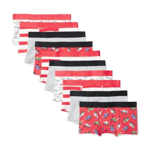 Zeitlich begrenztes Angebot: Amazon Essentials Jungen Boxershorts aus Baumwolljersey, 10er Pack, Grau/Streifen/Achsen, 2 Jahre von 21.43 € auf 18.90 € (12% Rabatt)