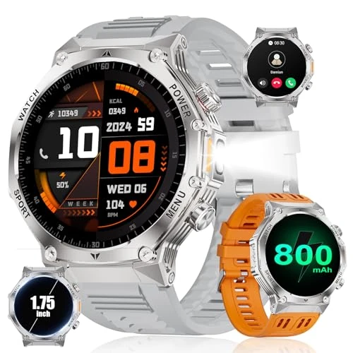 LIGE 2025 EF15-F Men's Smart Watch with 800 mAh/LED Torch/Bluetooth Call, 114 Sports Watch with Sleep Monitor/Heart Rate Monitor