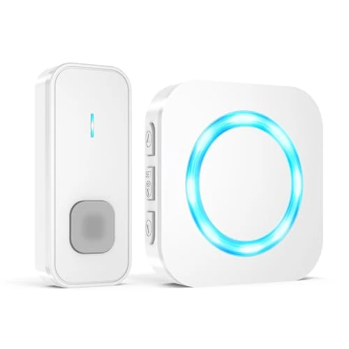Tijdelijke aanbieding: AIMAX Draadloze bel met 1 ontvanger en 1 zender, deurbel, 400 m hoog bereik, IP55 waterdicht, 55 beltonen, 5 volumeniveaus met led-flitser, draadloze installatie van 20.99 € naar 20.99 € (0.00% korting)