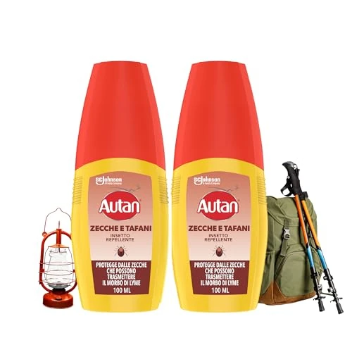 Offerta a tempo: Autan Zecche e Tafani Vapo, Spray Antizecche e Antizanzare Comuni, Tigre e Tropicali, Insetto Repellente, Protezione fino a 12 ore, 2 Confezioni da 100ml - 40% da 14.99 € a 8.99 €