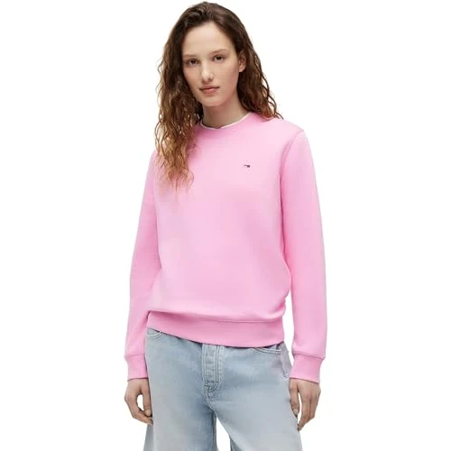 Offerta a tempo: Tommy Jeans Donna Pullover Crew Neck Scollo Rotondo, Blu (Pink Daisy), L - 37% da 69.90 € a 43.99 €