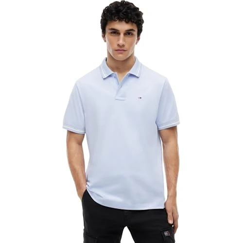 Zeitlich begrenztes Angebot: Tommy Jeans Herren Poloshirt Tipped Regular Fit, Blau (Moonlight Iris), XL von 74.90 € auf 35.21 € (53% Rabatt)