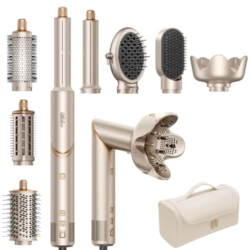 Offerta a tempo: UKLISS Set Airstyler 8 in 1, Pro Hairstyler, Spazzola Asciugacapelli Ionica ad Alta Velocità con Airflow, Arricciacapelli Automatico, Spazzola Volumizzante per Tutti i Tipi di Capelli - 36% da 189.99 € a 121.82 €
