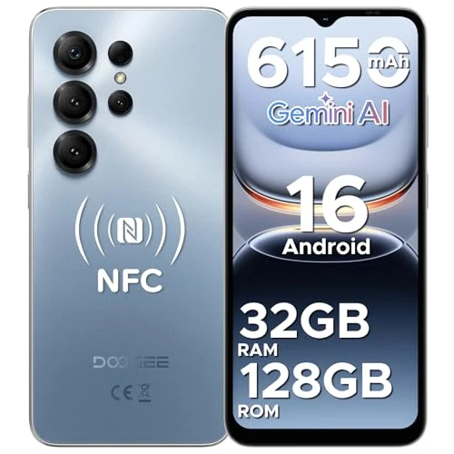 DOOGEE NOTE 56X PRO Android 16 Smartphone, 6150mAh Batteria, UNISOC T7225 Telefono, 6.56"HD+90Hz Display, 32GB+128GB, 13MP+8MP Cellulare, NFC/Widevine L1/Face Unlock/Side Fingerprint Recognition, Blu