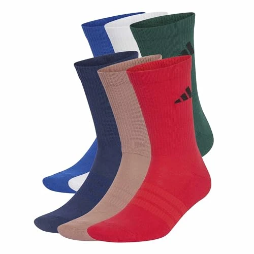 Zeitlich begrenztes Angebot: adidas Unisex Cushioned Crew Socks 6 Pair Pack Socks, team royal blue/dark blue/warm clay/pure ruby, L von 23.00 € auf 18.99 € (17% Rabatt)