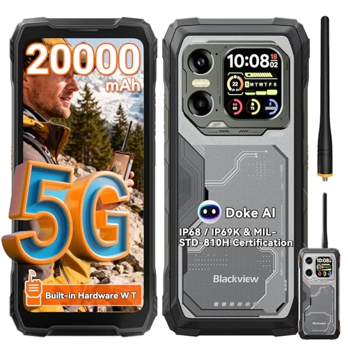 Offerta a tempo: Blackview XPLORE 1 WT Rugged Smartphone 5G, 20000mAh Smartphone Rugged, 48GB+512GB, 6,78" FHD+ & 2,01" 120Hz Android 15, IP69K, 64MP+50MP+20MP, NFC/OTG/GPS/AI - 10% da 499.99 € a 451.24 €