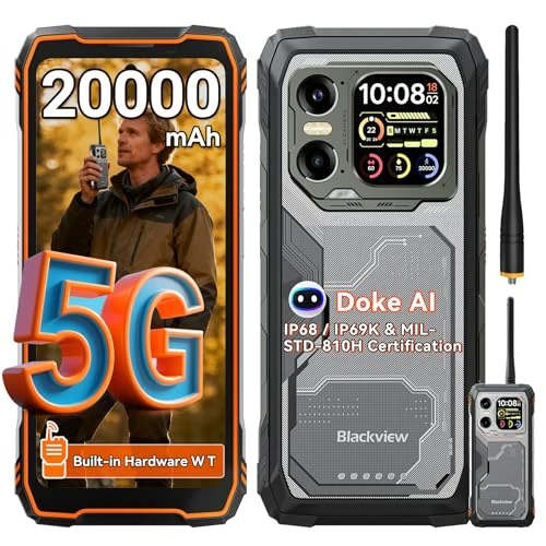 Offre limitee: Blackview XPLORE 1 WT Téléphone Incassable 5G, 20000mAh Téléphone Portable Incassable, 36GB+256GB, 6,78" FHD+ & 2,01" 120Hz Android 15, IP69K, 64MP+50MP+20MP, NFC/OTG/GPS/AI de 459.99 EUR a 459.99 EUR (economie 0%)