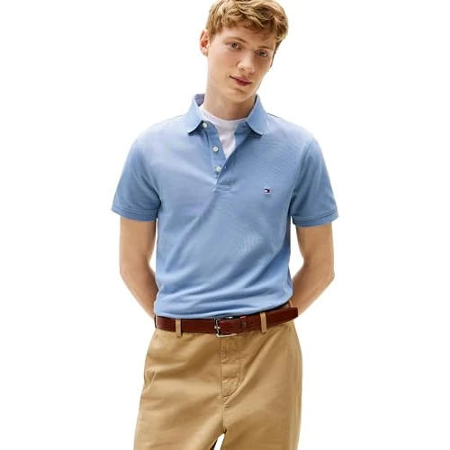 Offre limitée : Tommy Hilfiger Polo Slim 1985 MW0MW17771 S/S pour Homme, Bleu (Brisk Blue), XXL de 59.95 € à 59.95 € (0.00% de remise)