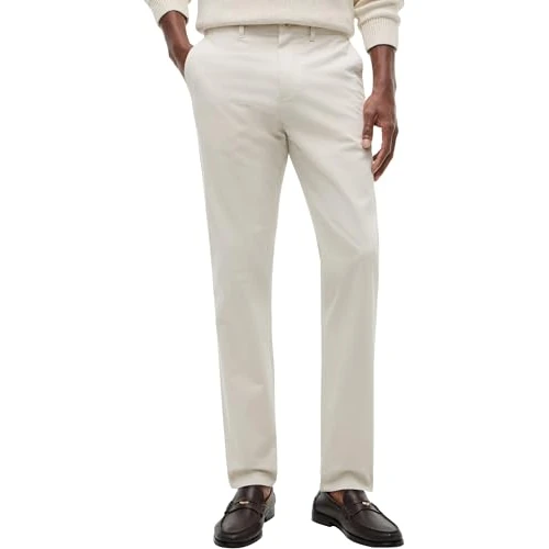 Offerta a tempo: Tommy Hilfiger Uomo Pantaloni Chino Harlem Essential Twill Tapered Fit, Avorio (Newsprint), 29W/32L - 53% da 99.90 € a 47.37 €