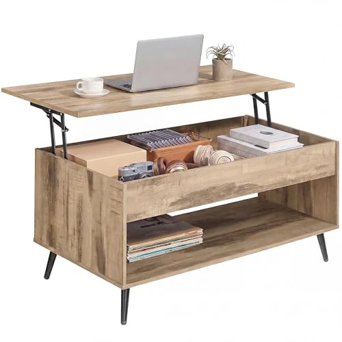Offerta a tempo: VASAGLE Tavolino da Salotto con Piano Sollevabile, Molla a Gas | Tavolino da Caffè, Vano Nascosto, Ripiano Aperto, Marrone Cammello e Nero Inchiostro, Collezione MIRANTA LCT267LB01 - 22% da 69.99 € a 54.74 €
