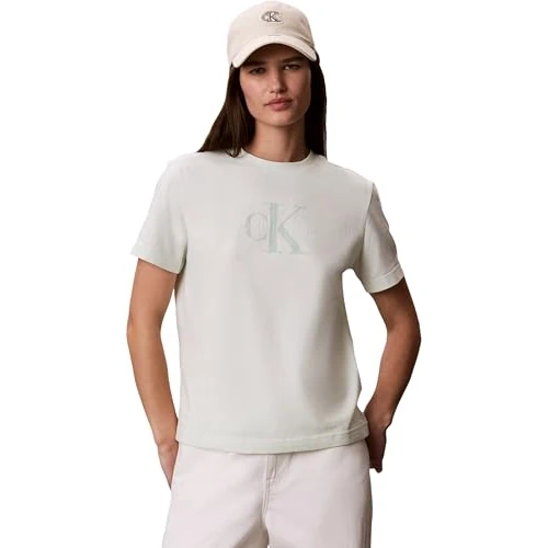 Zeitlich begrenztes Angebot: Calvin Klein Damen T-Shirt Kurzarm Hero Classic Monologo Tee mit Rundhalsausschnitt, Grün (Phantom Green), S von 29.90 € auf 29.90 € (0.00% Rabatt)