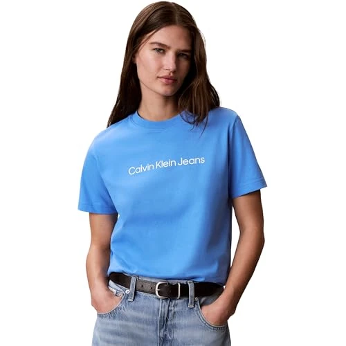 Zeitlich begrenztes Angebot: Calvin Klein Women's A- Inst. Logo Classic Tee Ss Lv047C912G Graphic Tees, Blue (Marina), XL von 39.90 € auf 39.90 € (0.00% Rabatt)