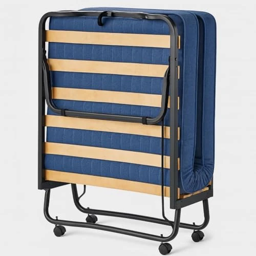 AND HOME - Cama plegable con colchón, medidas: 80 x 190 cm, colchón ortopédico de 10 cm de altura, ignífugo – Cama plegable individual, anticrujidos, ruedas giratorias, estructura de acero