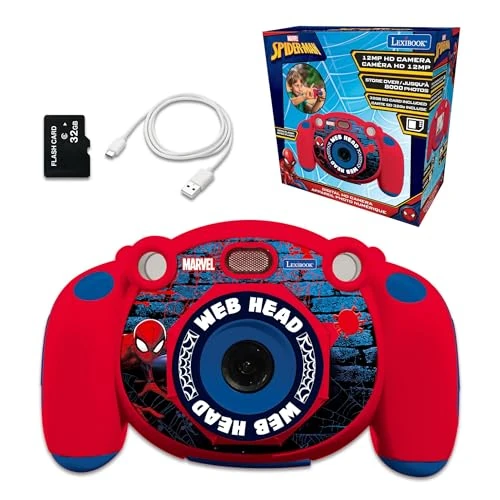 Offerta a tempo: Lexibook Spiderman - Fotocamera digitale per bambini, funzione foto e video, giochi, scheda SD da 32 GB inclusa - DJ080SPLXB - 25% da 59.99 € a 44.99 €