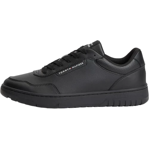 Offerta a tempo: Tommy Hilfiger Uomo TH Basket Core Leather FM0FM05927 Low Top, Nero, 42 - 27% da 99.90 € a 72.93 €