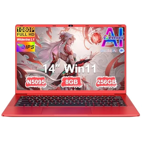 Offerta a tempo: Pc Portatile 14 Pollici Win11 Notebook Celeron N5095 Upto 2,9 GHz Notebook 8GB RAM 256GB SSD TF 1TB LPDDR4 5G WiFi 1920*1080 FHD USB 3.0 Laptop QWERTY Tastiera Film Italiana - Rosso Corpo in Metallo-9 - 49% da 499.99 € a 256.49 €