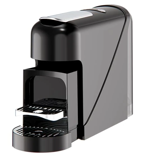 Espressomachine, 19 bar, 1400 W, compatibel met Nespresso-capsules, tank 900 ml, verwarming 40 s, roestvrij staal, espresso en lang, automatische uitschakeling (zwart)