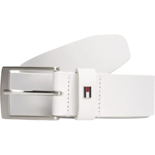 Offerta a tempo: Tommy Hilfiger Cintura Uomo Adan 3,5 cm Cintura in Pelle, Bianco (Th Optic White), 130 cm - 52% da 49.90 € a 24.00 €