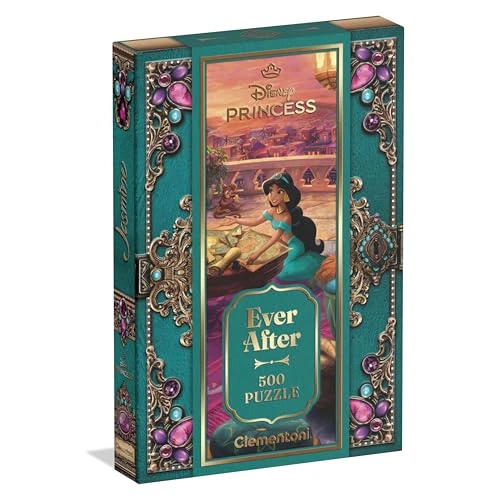Clementoni - Puzzle 500 Pezzi per Adulti e Ragazzi, Ever After Collection Tema Disney Princess Jasmine, Illustrazione Artistica da Collezione, Box Elegante, 49x36 cm, Idea Regalo Made in Italy, 35159