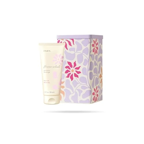 Pupa Douchegel Flower Artist Shower Gel perzik, lelie, muskus en sandelhout - kit met kleurrijke metalen doos voor contact met levensmiddelen, cadeau-idee (003 Vibrant Lily, 200 ml)