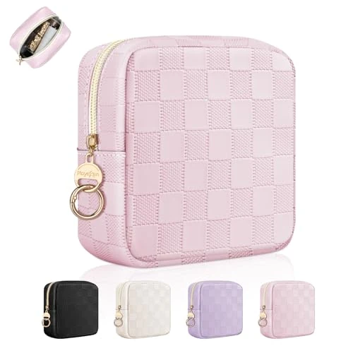 Offerta a tempo: Pochette Trucchi Donna Beauty Case Piccola Trousse da Borsetta Ragazza in Pelle PU Portatrucchi da Viaggio per Cosmetica Organizer Piccolo Astuccio Trucco Portatile Amica Compleanno(scacchi-Rosa) - 38% da 8.99 € a 5.59 €