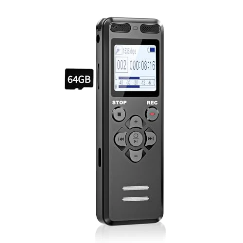80 GB Sprachrekorder, Tonnlog professionelle, tragbare digitale Sprachrekorder mit Sprachaktivierung, USB-C Audio-Recorder für Konferenzunterricht, Aufnahme / Sperren mit nur einem Klick