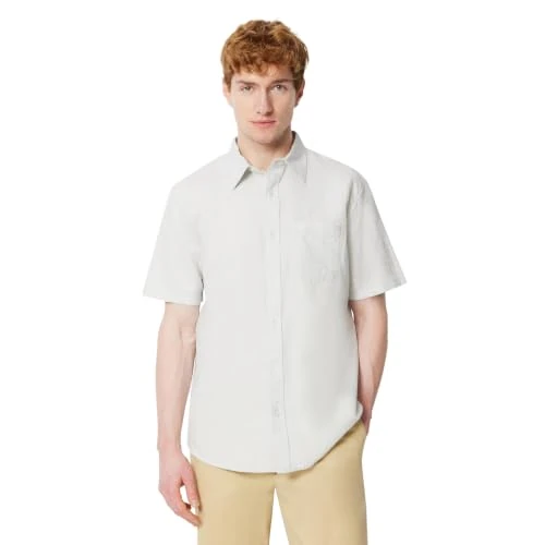 Zeitlich begrenztes Angebot: Amazon Essentials Herren Kurzärmliges Regular-Fit-Leinenhemd, Hellgrau, M von 14.80 € auf 14.80 € (0.00% Rabatt)