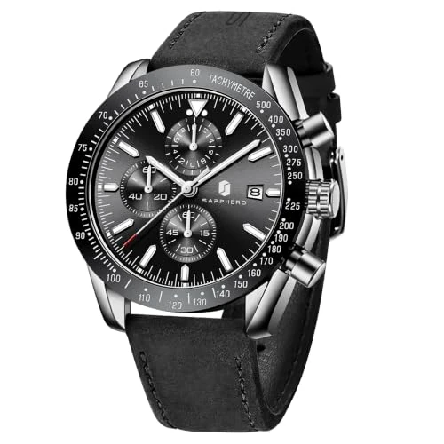 Offerta a tempo: BENYAR Orologio Uomo Analogico al Quarzo Cronografo Impermeabile Luminoso Data Orologio da Polso Cinturino in Pelle Moda Sportivo Affari Orologi Elegante Regalo per Uomo - 47% da 79.99 € a 42.49 €