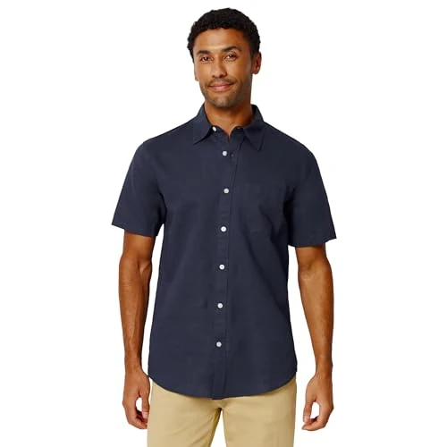 Oferta limitada: Amazon Essentials Camisa de Lino de Manga Corta y Corte Estándar Hombre, Azul Marino, XL de 32.90 € a 32.90 € (ahorro 0.00%)