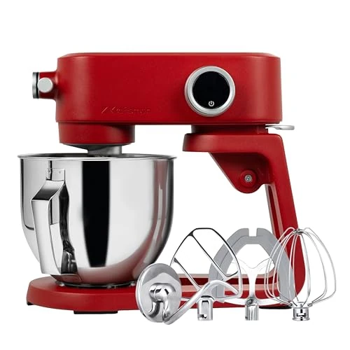 Offre limitee: Kraftsman Robot Pâtissier, 5 L Robot de Cuisine Tout en Métal avec Port d’Alimentation Universel et Fonction Minuterie, Pétrin Professionnel à 8 Vitesses avec Batteur, Crochet, Fouet (Rouge) de 349.99 EUR a 349.99 EUR (economie 0%)