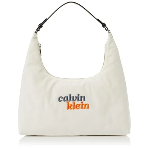 Calvin Klein Dames grafisch canvas medium schouder B LV04F3742G schoudertas, wit wit CANVAS), één maat