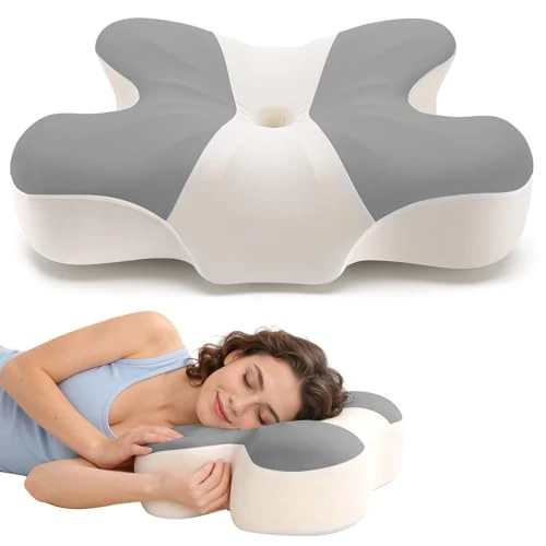 Offerta a tempo: A-Pce Cuscino Cervicale per Alleviare il Dolore al Collo e alle Spalle, Cuscino Memory Foam per il Collo con Rivestimento Traspirante e Rimovibile, per Chi Dorme di Lato/Schiena/Pancia, Grigio - 16% da 35.66 € a 29.99 €
