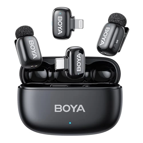 Oferta limitada: BOYA Mini 2 Microfono Inalambrico (2 TX+2 RX) para iPhone 7-17, Microfono Movil Android, 48 kHz/24 bit, 5g Ultraligero, Cancelación de Ruido, 30h, USB-C & Lightning Micrófono Solapa para Streaming de 87.49 € a 69.99 € (ahorro 20%)