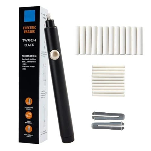 Zeitlich begrenztes Angebot: Elektrischer Radiergummi, 10 Stück 2.3 mm und 12 Stück 5 mm Ersatzradiergummis, Batteriebetrieben, Radiergummi, Elektro-Radierer für Bleistifte zeichnen, lernen, Büro, Architektur Kunst von 4.99 € auf 4.99 € (0.00% Rabatt)