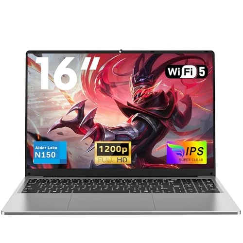 NAIKLULU 2025 Laptop PC Processor N150 (1.2 to 3.6 GHz), 16 Inch RAM 16 GB SSD 1TB Laptop Laptop, 1920 x 1200 P/Full Backlit Keyboard/6000 mAh