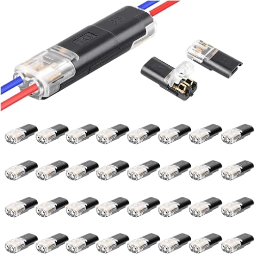 YESLUSY 40 conector rapido, Conectores de cable impermeables de 12 V, 2 pines, conexión rápida mediante crimpado para cables de 18-22 AWG