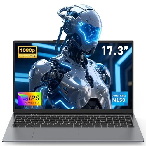 NAIKLULU 17,3 Zoll 2025 Notebook Prozessor N150 (1,2 bis 3,6 GHz), RAM 16 GB SSD 1 TB PC Notebook Laptop Notebook, 1920 x 1080 P/Tastatur komplett mit Hintergrundbeleuchtung/Webcam/6000 mAh