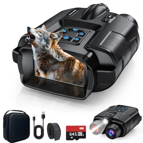 Offerta a tempo: Haokoo Visore Notturno Digitale 4K UHD 40MP con Visione fino a 600m, Zoom Digitale 8X, Batteria 5000mAh, Schermo TFT 3.3'', IP65, Scheda 64GB Inclusa, per Campeggio e Osservazione Notturna - 40% da 216.65 € a 129.99 €