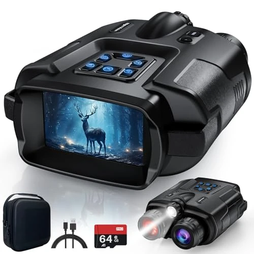 Tijdelijke aanbieding: Haokoo 4K nachtzichtapparaat, professioneel, 600 m nachtzicht, 8-voudige zoom, 3-traps infrarood, 5000 maccu, IP65 waterdicht, 3 inch display, opnamefunctie voor jacht, camping, wildobservatie, 64 GB van 197.97 EUR naar 197.97 EUR (korting 0%)