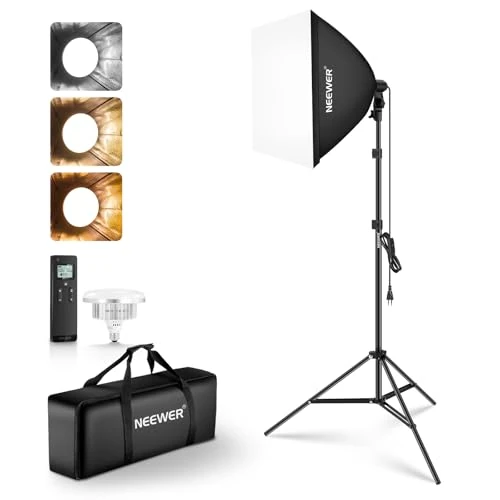 Offre limitée : NEEWER Kit d'éclairage Softbox 24"x24"&Trépied, Ampoule LED Bicolore,NK104 | Télécommande 66",10 Canaux,2900K-7000K,1400lx/1m,CRI 95,éclairage Continu pour Studio Photo et Vidéo de 95.70 € à 95.70 € (0.00% de remise)