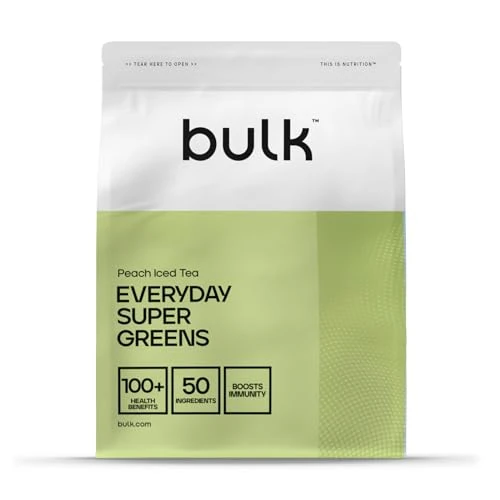 Limitiertes Angebot: Bulk Everyday Super Greens Pulver | Pfirsich Eistee | 60 Portionen | Mit 50 Vitaminen, Mineralien & Superfoods | Reich an Vitamin C, D & B12 | Unterstützt Immunität & Wohlbefinden von 28.99 EUR auf 28.99 EUR (Spare 0%)