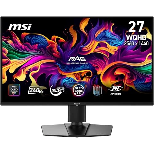 Offerta a tempo: msi MAG 274QPA QD-OLED X24 Monitor Gaming 27" WQHD -Quantum Dot OLED (2560 x 1440), 240 Hz, 0,03 ms, Compatibile G-SYNC, AMD FreeSync Premium, HDMI 2.1, DP 1.4a, Regolabile in Inclinazione/Altezza - 22% da 508.99 € a 399.00 €